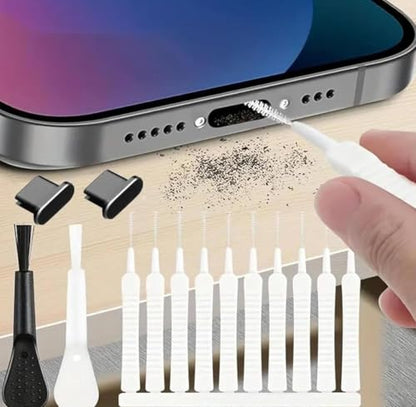 13 Pcs Phone Charging Port Cleaner Kit,USB Port Speaker Dust Removal Tools | Anti-Clog Cleaning Brushes with Dust Plugs for iPhone, Android, Laptop, Earphones, Electronics