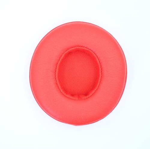 Headphone Replacement Ear Pad Cover Compatible with Beats by Dre Solo3 Solo2 Wired Wireless Headphones Protein Leather Memory Foam Headphone Cushion Ear Muffs-Orange red - color: Orange Red