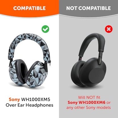 WC ShellZ XM5 - Exterior Shell & Headband Covers for Sony WH1000XM5 | Made by Wicked Cushions | Protective, Made with Premium Silicone | Geo Grey - color: Geo Grey