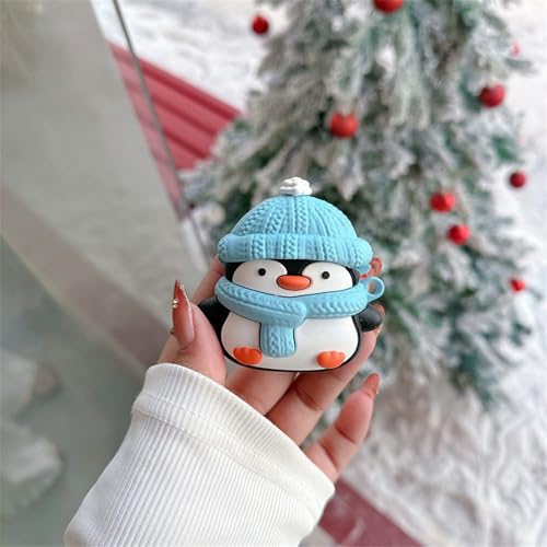 Wireless Charging Earphone Case Compatible with Airpods Pro/Pro2, Cute Christmas Animal Hat Penguin Design Soft Silicone Full Body Protective Skin Cover, Kids Girls Women Cartoon Earbuds Accessories - color: Winter Penguin, size: Airpods Pro/Pro2