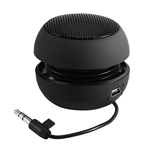 ASHATA Portable Mini Speaker, Plug in Speaker with 3.5mm Plug Retractable, Mono, 1.5Hrs Playtime, Compatible with MP3 MP4 MP5 Smartphone PC Laptop, 180mAh Battery, Black