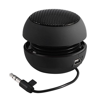 ASHATA Portable Mini Speaker, Plug in Speaker with 3.5mm Plug Retractable, Mono, 1.5Hrs Playtime, Compatible with MP3 MP4 MP5 Smartphone PC Laptop, 180mAh Battery, Black