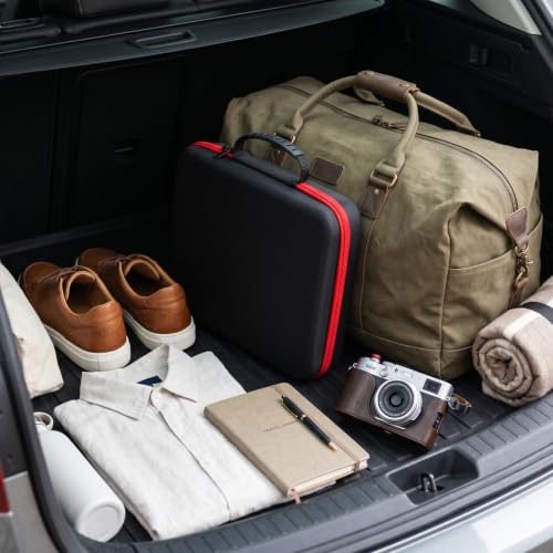 Wireless Microphone Case for 4 Mic System, Shockproof Hard Carrying Container Bag with 4 Slots, Portable Storage Organizer for Handheld Mics, Receivers, Adapters, Batteries, for Gigging and Travel.