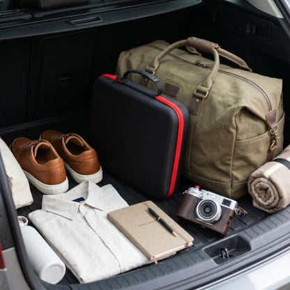 Wireless Microphone Case for 4 Mic System, Shockproof Hard Carrying Container Bag with 4 Slots, Portable Storage Organizer for Handheld Mics, Receivers, Adapters, Batteries, for Gigging and Travel.