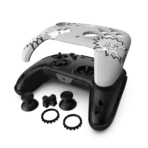 PDP REMATCH Enhanced Wired Power Nintendo Switch Pro Controller, Officially Licensed Switch Lite/OLED Compatible Gamepad, Customizable Programmable Buttons, Black & White (Bowser Luigi Mario Comic) - color: Mario Comic