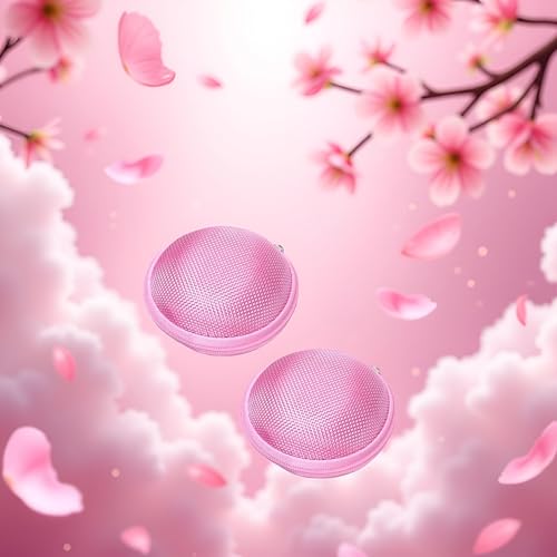 2Pcs Pink Compact Round Mini Earphone Hard Case Bag - Travel Pouch for Headphones, Coins, and Keys, Small Cosmetic Carrying Bag Headphones, Earbuds Accessories