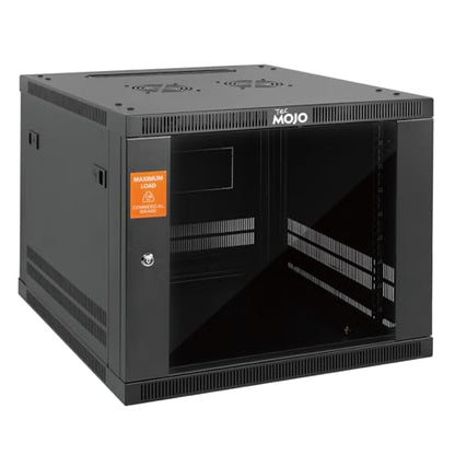 Tecmojo 9U Wall Mount Rack Cabinet, Heavy-Duty 176 Lbs High Load Capacity, 19” Enclosed Server Network Rack with 2 Colling Fans,Glass Door, 23.6” Deep – Elite Collection - size: 9U/23.6in Depth/Glass Door