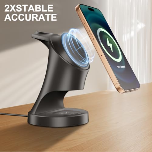 3 in 1 Wireless Charging Station for Apple Devices,Magsafe Charger for IPhone17 16 15 14 13 12 Pro/Max/Plus/Mini Wireless Charger Station for AirPods 2/3/4/Pro iWatch Ultra11/10/9/8/7/SE/6/5/4/3/2 - color: Black