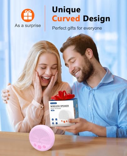 LENRUE Shower Speaker, Bluetooth Waterproof Speaker Wireless, Portable Speaker with Clear Loud Sound, Suction Cup, Lanyard, Ideas Gifts - color: Pink