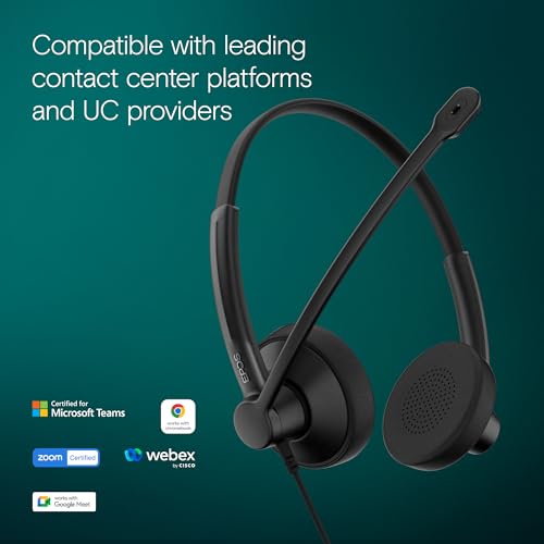 EPOS Impact 100 MS Stereo USB-C+A Headset with Microphone, Certified Microsoft Teams, Noise-Cancelling Mic, Lightweight, Call Control, USB Adapter, Soft Earpads, Professional UC Headphones