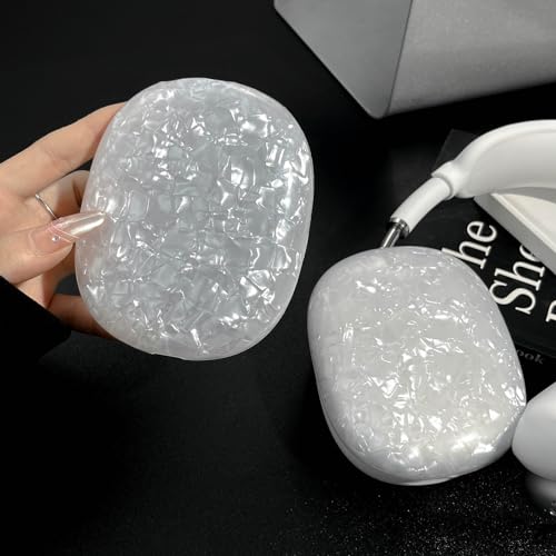 for Cute Glitter Airpods Max Case with Cleaner Kit, Anti-Scratch Shell Pattern Ear Pad Case Cover/Ear Cups Cover/Headband Cover for AirPods Max Cover Protective Skin Girl Women White - color: White