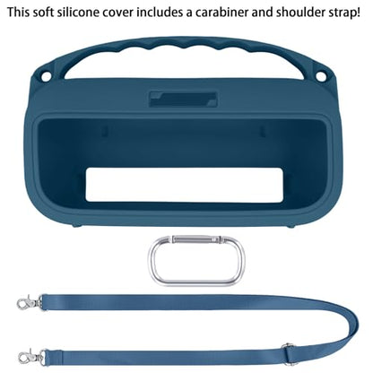 co2CREA Soft Silicone Case for Bose SoundLink Flex 2nd Gen, Twilight Blue | Skin-Friendly Handle, Adjustable Shoulder Strap, Crossbody Carrying, Aluminum Carabiner, Lightweight - color: Twilight Blue Case