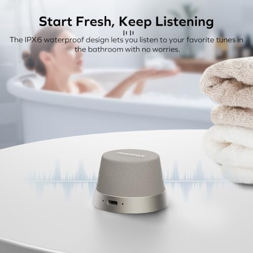 MOMAX Magnetic Portable Wireless Speaker, Enhanced Bass & Clear Sound | IPX6 Waterproof with Aluminum Alloy Design & 12H Playtime for Travel, Shower, Kitchen & More - color: Titanium