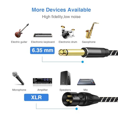 XLR Male to Dual 1/4 inch Y Splitter Cable,Male XLR to Dual 6.35mm TS Mono Plug Microphone Audio Converter Adapter - 3.3Feet - size: 3.3Feet, style: XLR Male to Dual 1/4 inch Y Splitter Cable