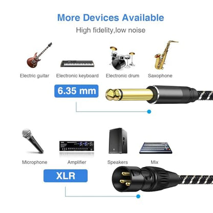 XLR Male to Dual 1/4 inch Y Splitter Cable,Male XLR to Dual 6.35mm TS Mono Plug Microphone Audio Converter Adapter - 3.3Feet - size: 3.3Feet, style: XLR Male to Dual 1/4 inch Y Splitter Cable