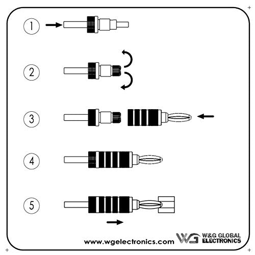 WGGE WG-3333 24k Gold Plated Speaker Banana Plugs-Closed Screw Type (5 Pairs (10 Plugs)) - size: 5 Pairs (10 PLUGS)