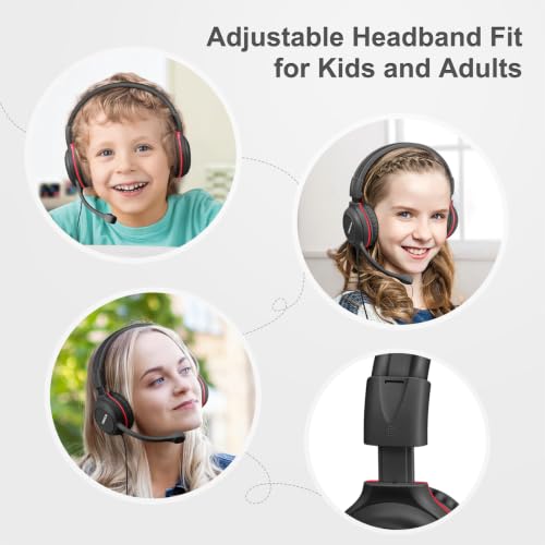 SIMOLIO-USB-C Wired-Kids-Headphones for-School with Boom-Mic & Volume Limit | Durable Over-Ear Headsets with Mute Button,Pouch,Adjustable Headband for E-Learning,Travel,iPad,iPhone,Tablet,Galaxy,MacBook - color: Graphite Black USB C & 3.5mm