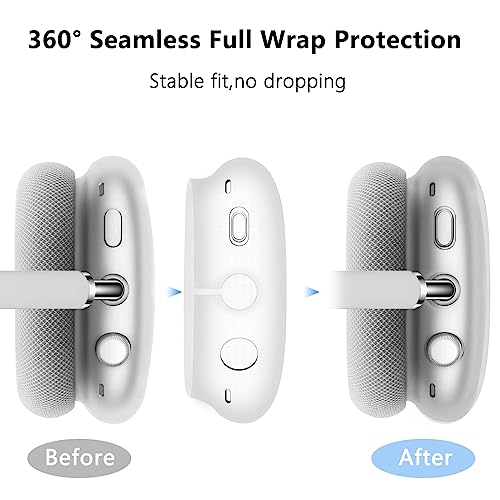 Silicone Case for AirPods Max Headphones, Clear Star Soft TPU Ear Cups Cover/Ear Pad Cover/Headband Protection for Apple AirPods Max USB-C/Lightning (2024/2020) (Pink Stars)