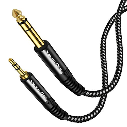 3.5mm to 6.35mm Stereo Audio Cable 6 ft, 1/4 to 1/8 Audio Cable,3.5mm Male to 6.35mm Male TRS Nylon Braid Cable Compatible for iPod, Laptop,Home Theater Devices, and Amplifiers (6FT/2M) - size: 6FT/2M