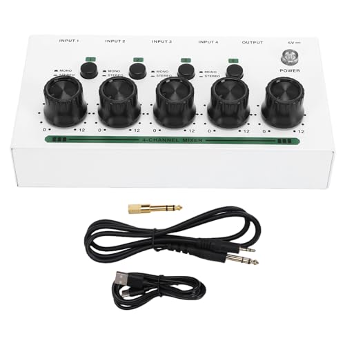 GOTOTOP 4 Channel Headphone Amplifier, Iron Casing Headphone Splitter with 4 Gold Plated Jacks and Individual Volume Control, USB Powered Audio Mixer for Studio Recording Podcast DJ