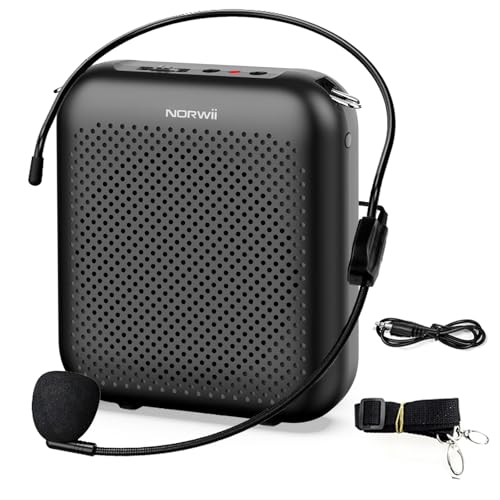 Bluetooth Voice Amplifier for Teacher with Wired Microphone Headset | ①10W Power Amplifiers②2000mAh Battery③15 Hours Working Time④USB-C Rechargeable⑤Adjustable Mic for Loudspeaker ⑥Anti-Howling - color: Black-2000mAh