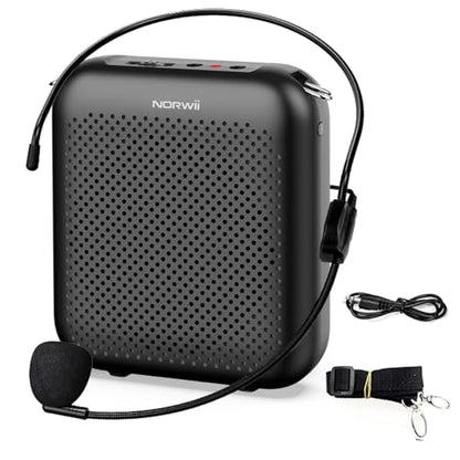 Bluetooth Voice Amplifier for Teacher with Wired Microphone Headset | ①10W Power Amplifiers②2000mAh Battery③15 Hours Working Time④USB-C Rechargeable⑤Adjustable Mic for Loudspeaker ⑥Anti-Howling - color: Black-2000mAh