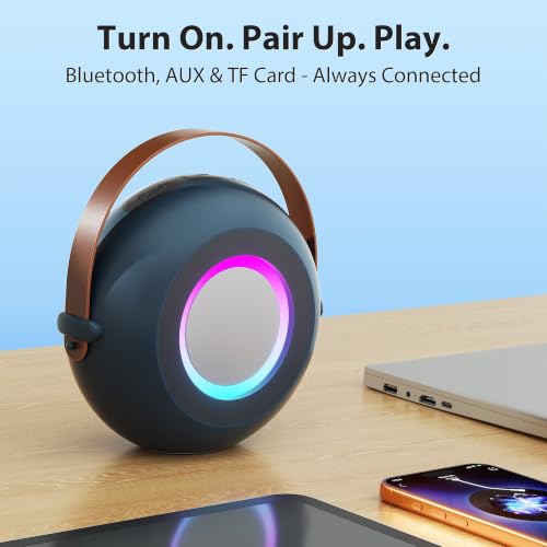 Passau 30W Portable Bluetooth Speaker with Deep Bass, Handle, 24H Play - color: Cyan