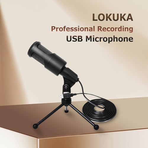 PC USB Microphone, Podcast Condenser Mic with Foldable Tripod Mute Switch for Streaming, Gaming, Podcasting, Recording, Chatting, Twitch, YouTube, on Computer, Laptop, PS4/5 Plug & Play
