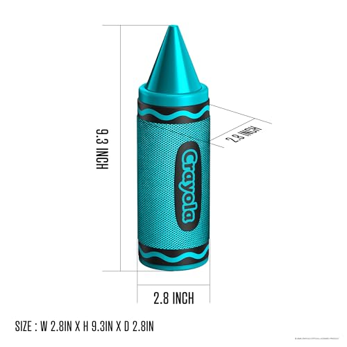Crayola Kids Crayon Speakers Bluetooth, Portable Bluetooth Speakers | 20W Peak Power HD Sound, Mini Bluetooth Speaker Wireless with TWS Pairing BT 5.3, FM Radio Home/Party/Outdoor/Travel - color: Teal