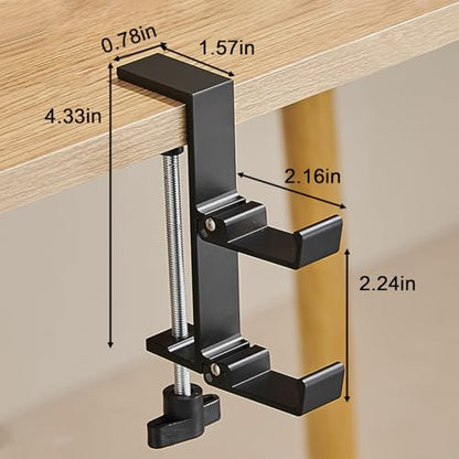 Heavy Duty Desk Hook Clamp, Headphone Stand, Backpack Hanger with Adjustment, No Drill Purse Hook for Table for Office, Computer, Student Class Desk, Handmade Creator Table