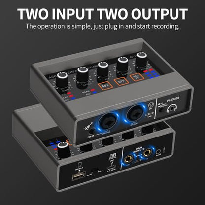 XTUGA USB Audio Interface for PC with Touch Model 16 bit/48 kHz, DSP Effect, 48V Phantom Power XLR Audio Interface for Recording Music, Live Streaming, Q-16