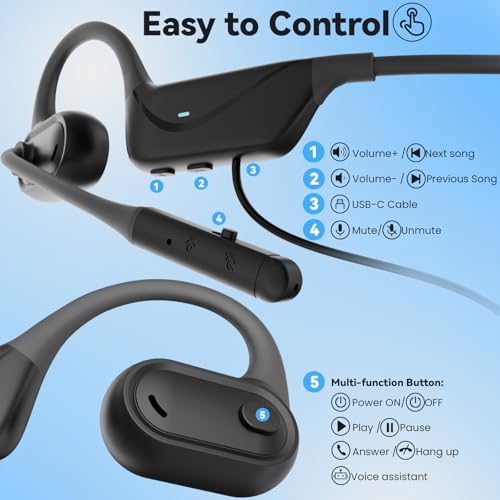 MONODEAL USB Headset with Microphone for PC Laptop, Open Ear Headphones | Computer Headset with Noise Canceling Boom Mic, Wired Headset for Call Center, MS Teams, Gaming and More - color: Gray-black