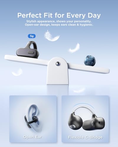 TALIX Open Ear Clip-On Earbuds X8 with AI ENC & Powerful Bass, Wireless Bluetooth 6.0, IPX4 Sweatproof Fitness Headphones, Physical Buttons, 5g Lightweight Ear Buds with Multi-Device Switching, Black - color: Black
