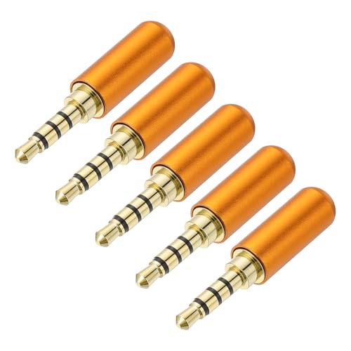 MECCANIXITY 5Pcs 3.5mm Replacement Repair Plug Jack 4 Pole Orange - color: Orange