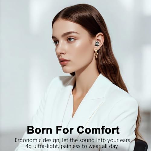 Sleep Ear Buds, 2025 True Wireless Earbuds, Ultra-Mini Bluetooth 5.4 Earbuds for Side Sleepers, 42H Play Hi-Fi Stereo 3D Bass Noise Cancelling Bluetooth headphones, USB C, IP7 Waterproof LED Earphones - color: Black