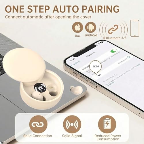 Invisible Sleep Earbuds, Mini Wireless Bluetooth Earbuds for Side Sleepers, Ultra-Light Ergonomic Design, Smart Touch Control, Auto Pairing, IPX5 Waterproof, Deep Bass Stereo Headphones（Black） - color: Black