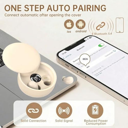 Invisible Sleep Earbuds, Mini Wireless Bluetooth Earbuds for Side Sleepers, Ultra-Light Ergonomic Design, Smart Touch Control, Auto Pairing, IPX5 Waterproof, Deep Bass Stereo Headphones（Black） - color: Black