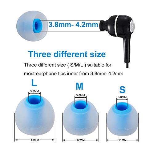 Earbud Tips High Quality Soft Silicone Earbuds Replacement Tips Fit for in-Ear Headphones(inner hole from 3.8mm - 4.2mm earphones)9 Pairs S/M/L,Transparent Blue - color: Transparent Blue