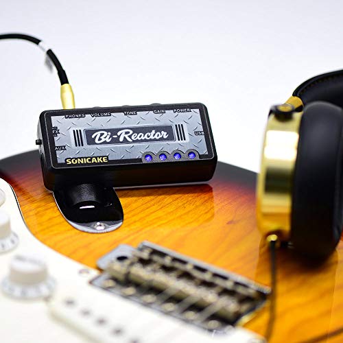 SONICAKE Guitar Headphone Amp, Mini Guitar Amplifier Plug-in USB Chargable Portable US Style High Gain Tone with Delay Carry-On Pocket Bedroom Effects for Electric Guitar - color: Bi Reactor Delay Effect