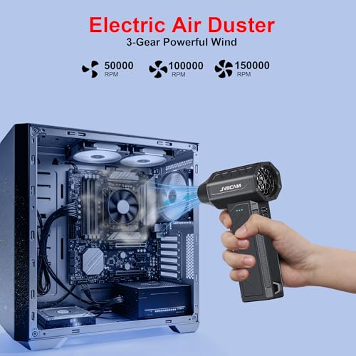 Compressed Air Duster&Vacuum Cleaner, 3-in-1 150000RPM Cordless Air Blower | Car Vacuum Cleaner with Brushless Motor Rechargeable 3-Speed,multiple nozzles for Computer Keyboard Home, Storage Bag Sealing