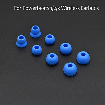 Replacement Silicone Eartips Earbuds Eargels for Beats by dr dre Powerbeats 3 Wireless Stereo Earphones (Blue) - color: Blue