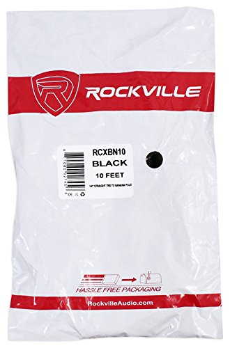 Rockville RCXBN10 16 Gauge 1/4" to Banana Speaker Cable, 10 Foot, 100% Copper, High-Fidelity Audio, Durable PVC Jacket, Flexible, for Home Audio and DJ Setups | 16 AWG, Black PVC Jacket, Pro Audio, DJ/Live Sound/Studio, Low Noise, Flexible, ROHS Compliant