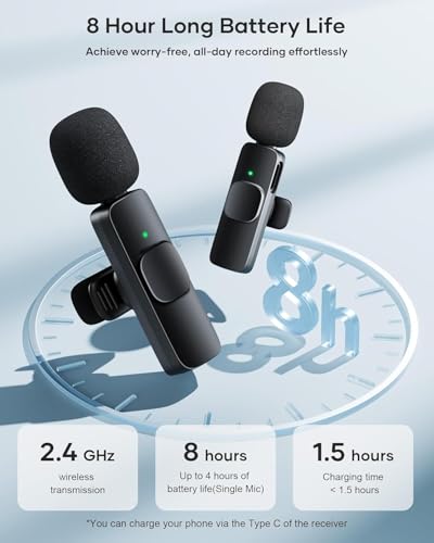 Wireless Mini Lavalier Microphone for iPhone iPad Android Phone PC Laptop, Plug-Play Mini Mic with Noise Reduction, Lapel Microphone Plug-Play for Interview Video Podcast Vlog YouTube TikTok