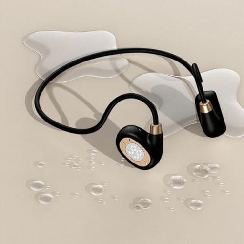 IHAO Open Ear Air Conduction Headset Wireless Bluetooth Sport Headphones with Mic Earphone Lightweight Painless Wearing Sweatproof Earpiece Stereo Earphone for Running Hiking Bicycling-HY 30 Black - color: HY 30 Black