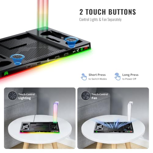 JDDWIN Charging Dock Stand with Cooling Fan for Steam Machine/Steam Controller 2026 Storage Stand for Steam Controllers Puck & Headset with RGB Light