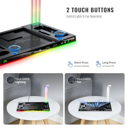 JDDWIN Charging Dock Stand with Cooling Fan for Steam Machine/Steam Controller 2026 Storage Stand for Steam Controllers Puck & Headset with RGB Light