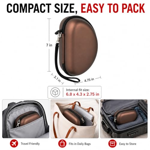 COMECASE Case for Beats Solo 4/Studio Pro Headphones with Mesh Pocket | Water-Resistant Hard Shell, Mesh Pocket for Cables, Travel Storage, Fits Solo 2/3, Solo Pro and Studio3, Brownish, Bag Only - color: Brownish