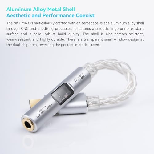 NICEHCK NK1 MAX Silver CX31993 Dual Chip USB C to 3.5 HiFi DAC Amp Cable - color: Pale Silver
