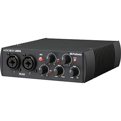 Presonus AudioBox 96 Audio USB 2.0 Recording Interface and Studio One Artist Software kit with Condenser Microphone Shockmount, and XLR Cable (Black)