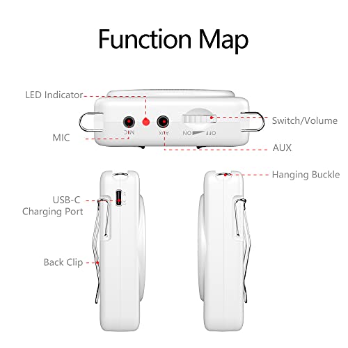 Mini Voice Amplifier with Microphone Headset, Portable Speaker with Mic | Quick Charging Amplifier, Wired Headset Microphone with Speaker for Teachers, Training, Meeting, Tour Guide, Yoga, Classroom - color: White